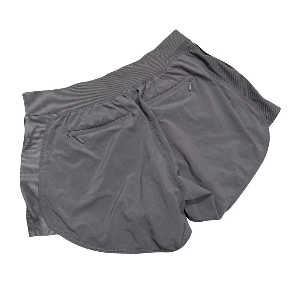 Athleta Shorts Womens 4 Gray Hiking Travel Athletic Ribbed Waist